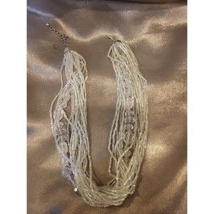 Estate Vintage Clear Beaded Strand Necklace 16"
